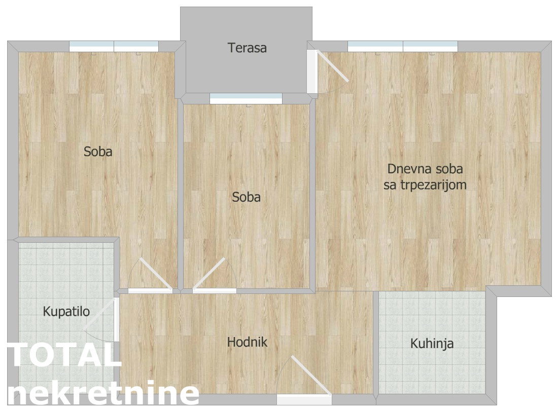 Trosoban stan na prodaju, Cara Dušana, Novi Sad, 59m², 200.000 €