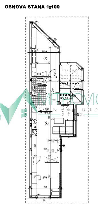 Trosoban stan na prodaju, Veternik, Novi Sad, 55m², 130.860 €