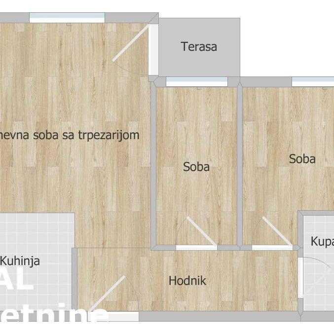 Trosoban stan na prodaju, Avijacija, Novi Sad, 60m², 185.900 €