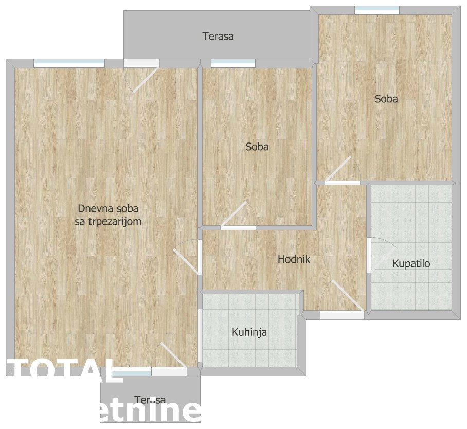 Trosoban stan na prodaju, Podbara, Novi Sad, 70m², 195.000 €