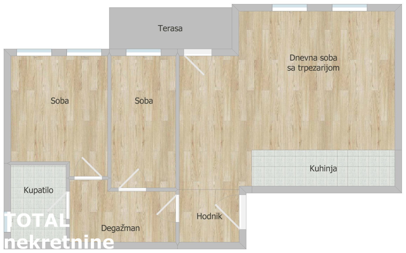 Trosoban stan na prodaju, Železnička Stanica, Novi Sad, 61m², 155.000 €