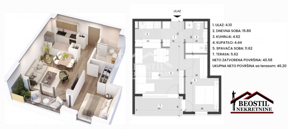 Stan Prodaja Beograd Kluz 46.2 m2