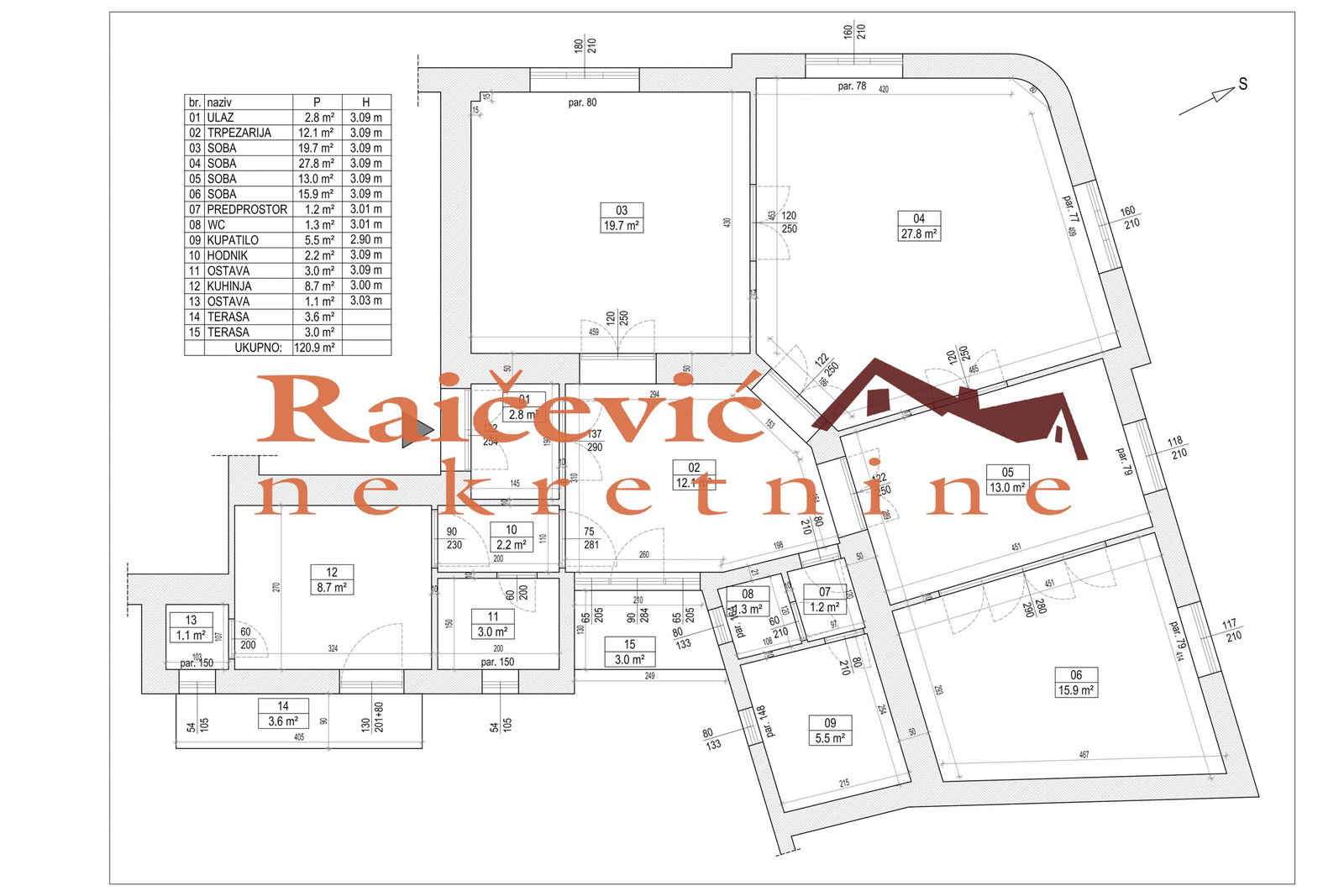 144870 Petosoban stan na prodaju, Centar, Beograd, 120m², 495.000 €