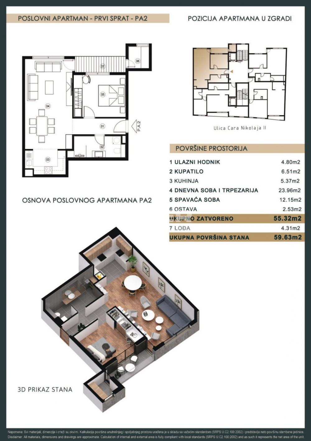 Dvosoban stan na prodaju, Čubura, Beograd, 60m², 288.000 €