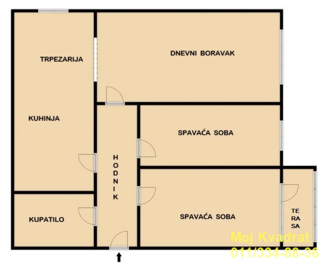 index Dvoiposoban stan na prodaju, Karaburma, Beograd, 57m², 165.000 €