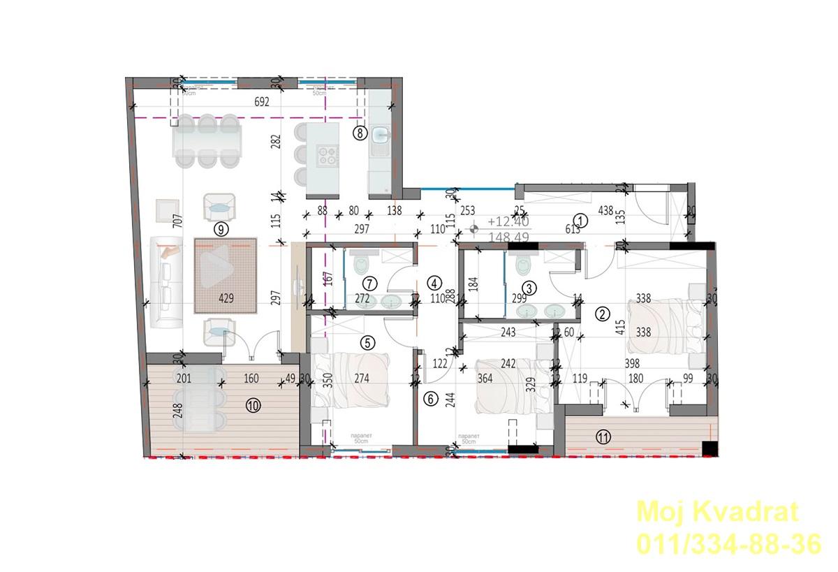 index Četvorosoban stan na prodaju, Čubura, Beograd, 110m², 418.000 €