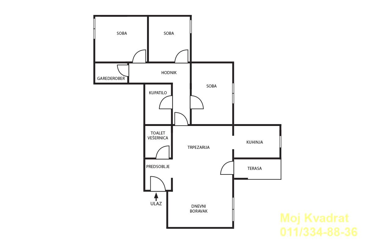 Troiposoban stan na prodaju, Banovo Brdo, Beograd, 86m², 315.000 €