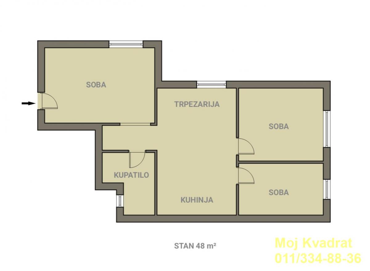 index Petosoban stan na prodaju, Botanička Bašta, Beograd, 88m², 450.000 €
