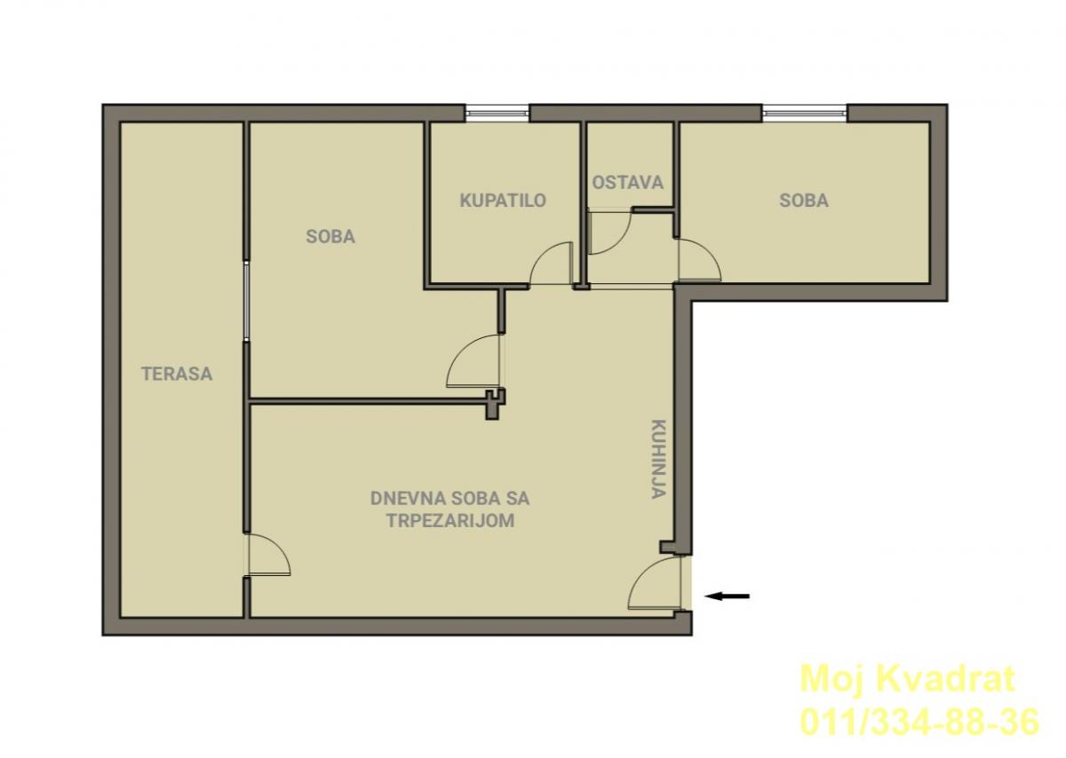 index Dvoiposoban stan na prodaju, Cvetkova Pijaca, Beograd, 56m², 180.000 €