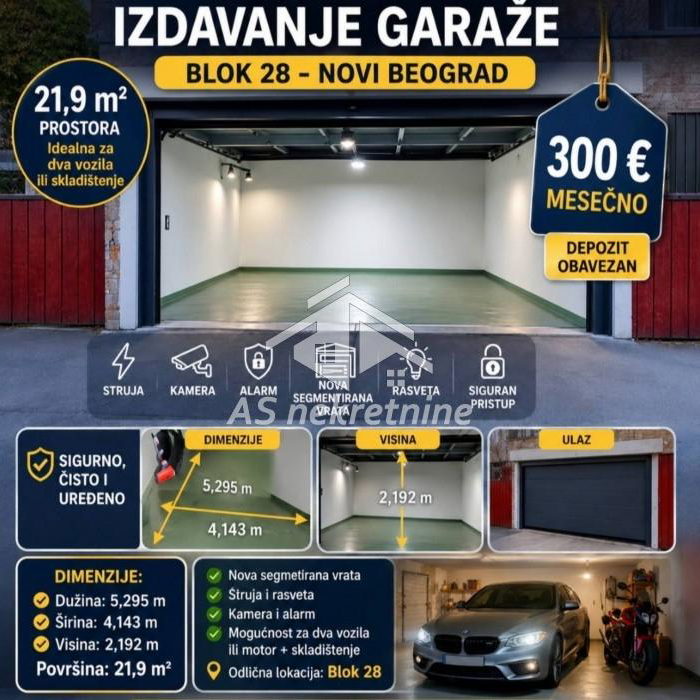 Četvorosoban stan za izdavanje, Blok 28, Beograd, 90m², 1.000 €/mes