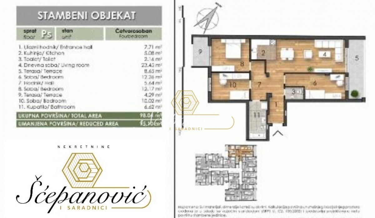 Četvorosoban stan na prodaju, Telep, Novi Sad, 95m², 224.675 €