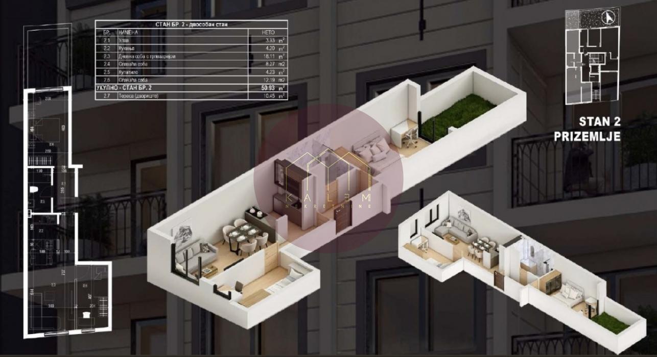 Trosoban stan na prodaju, Lekino Brdo, Beograd, 61m², 191.000 €