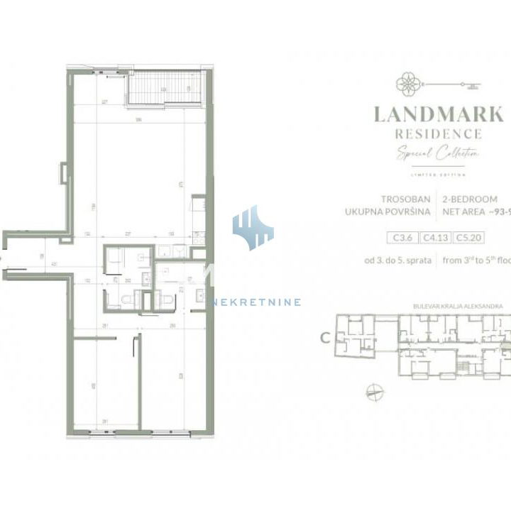 Trosoban stan na prodaju, Crveni Krst Vračar, Beograd, 94m², 540.500 €