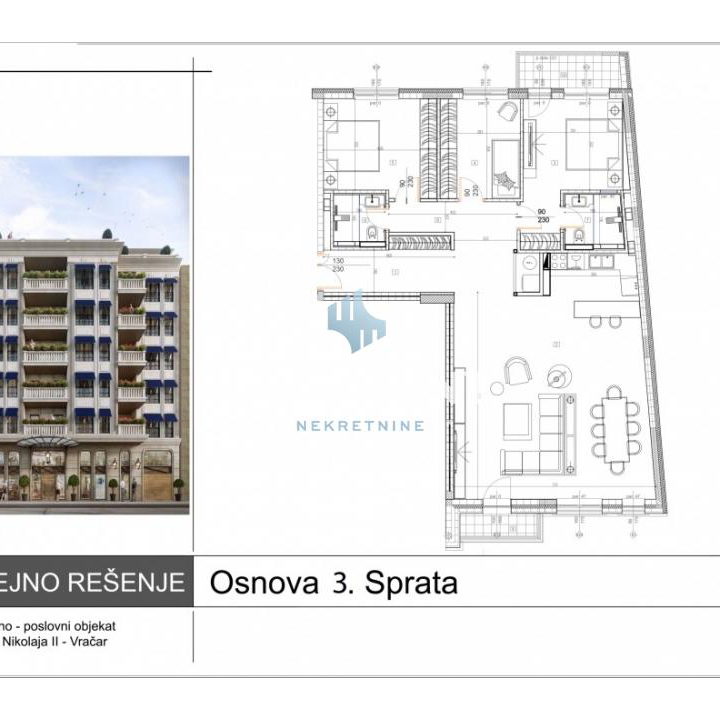 Četvorosoban stan za izdavanje, Čubura, Beograd, 125m², 3.200 €/mes
