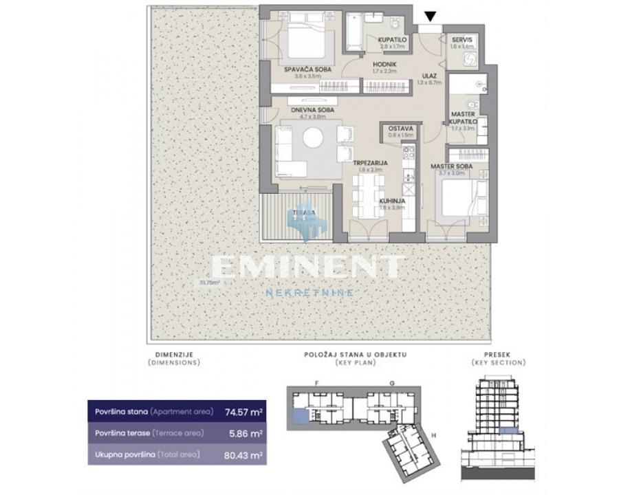 Trosoban stan na prodaju, Blok 67a, A Blok, Beograd, 192m², 465.000 €