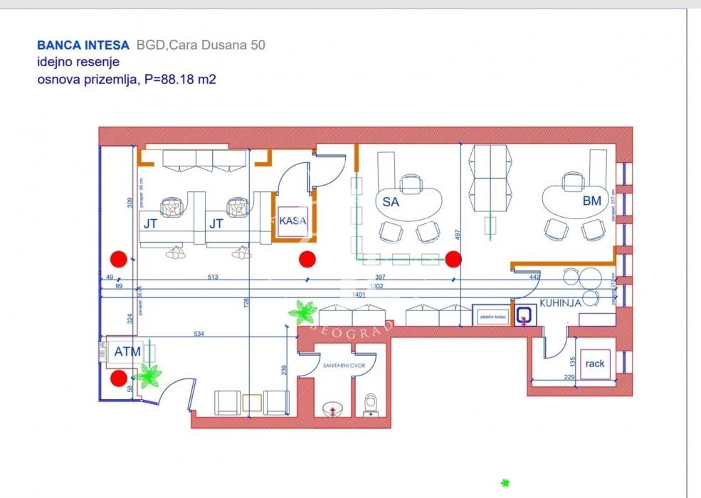 Lokal Izdavanje Beograd Cara Dušana 88 m2
