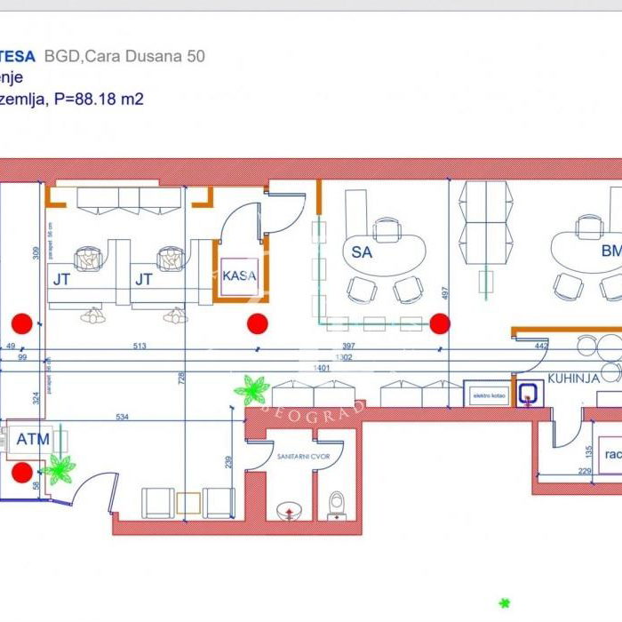 Lokal Izdavanje Beograd Cara Dušana 88 m2