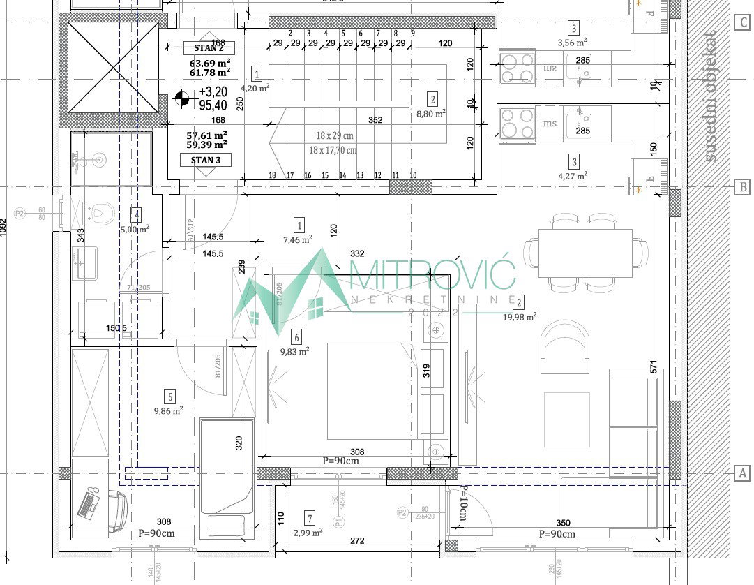 Dvoiposoban stan na prodaju, Petrovaradin, Novi Sad, 58m², 169.700 €