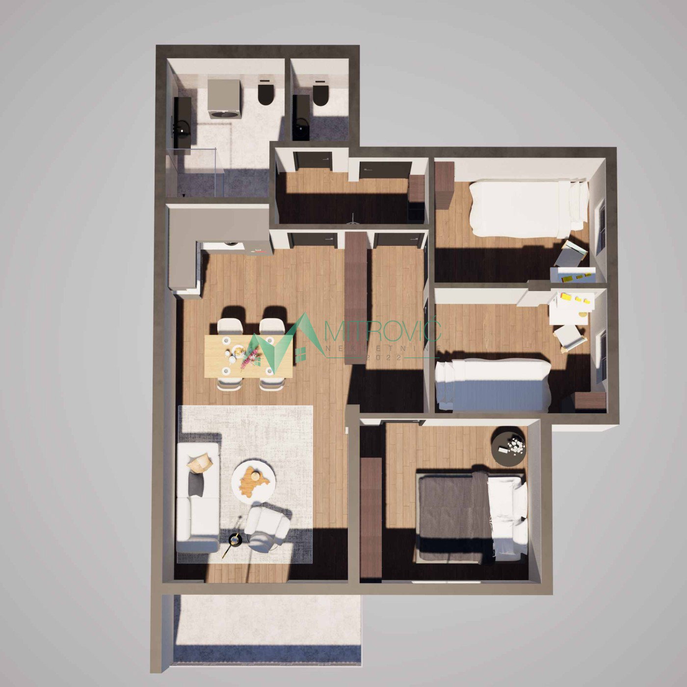Troiposoban stan na prodaju, Alibegovac, Novi Sad, 62m², 108.755 €