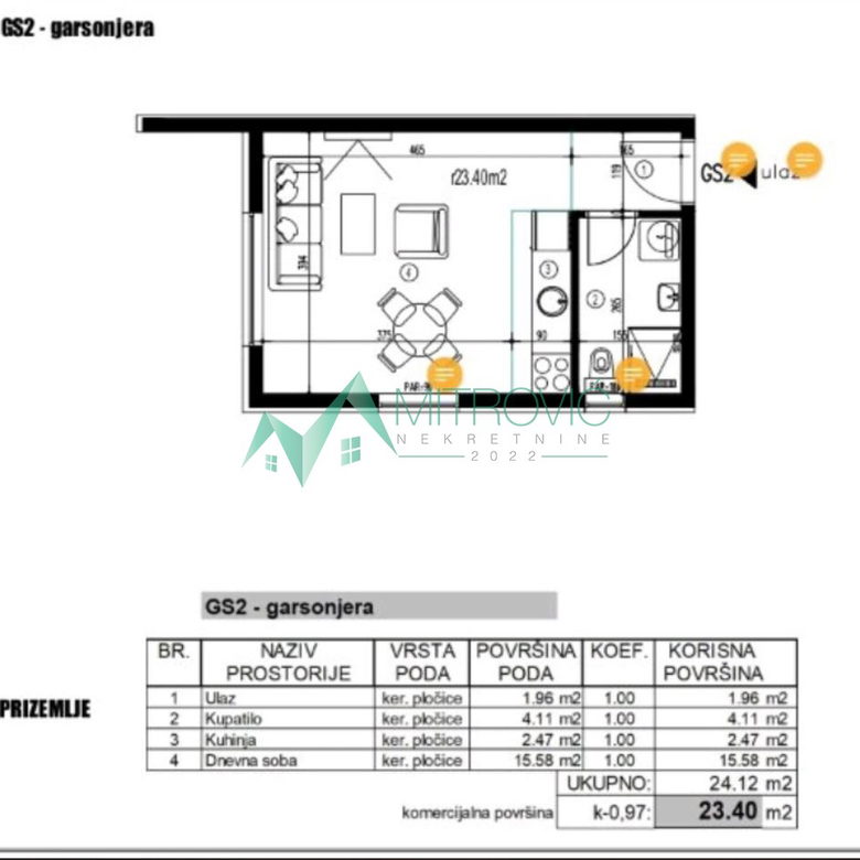 Stan Prodaja Novi Sad  24 m2
