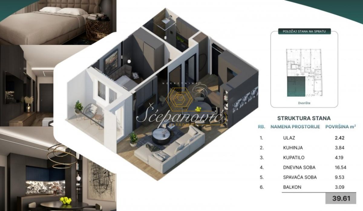 Dvosoban stan na prodaju, Sajmište, Novi Sad, 40m², 132.000 €
