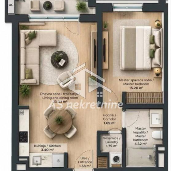 Dvosoban stan za izdavanje, Beograd na Vodi, Beograd, 57m², 1.800 €/mes